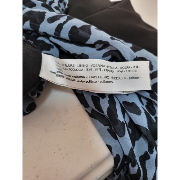 Zara Women's Blue Animal Print Balloon Long Sleeve Pleated Crop - Picture 8 of 10